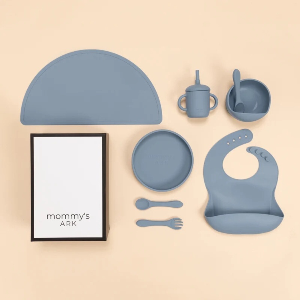 NWT Mommy’s Ark - Mealtime Gift Set - Midnight - silicone baby/kid feeding set